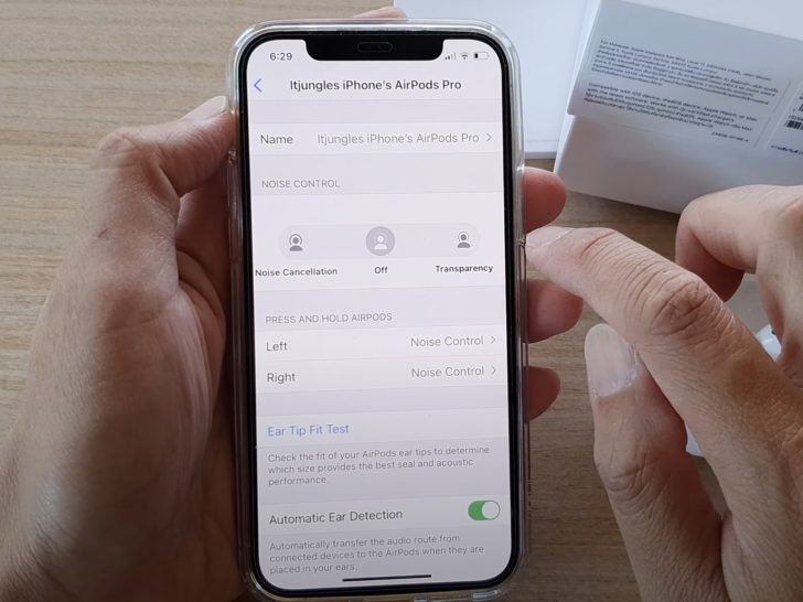 Photo of airpods pro noise control settings in iphone