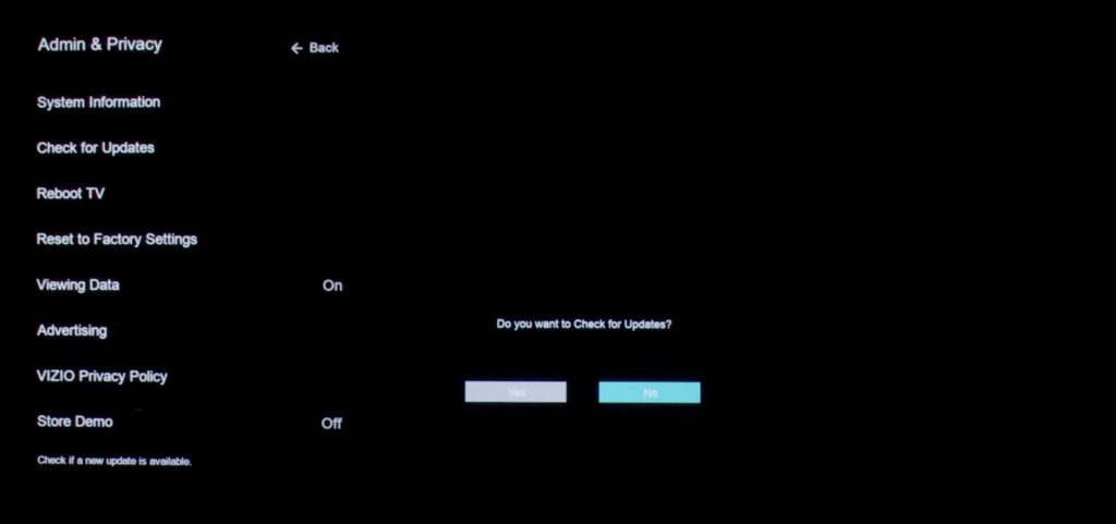 Photo of firmware update settings in vizio tv