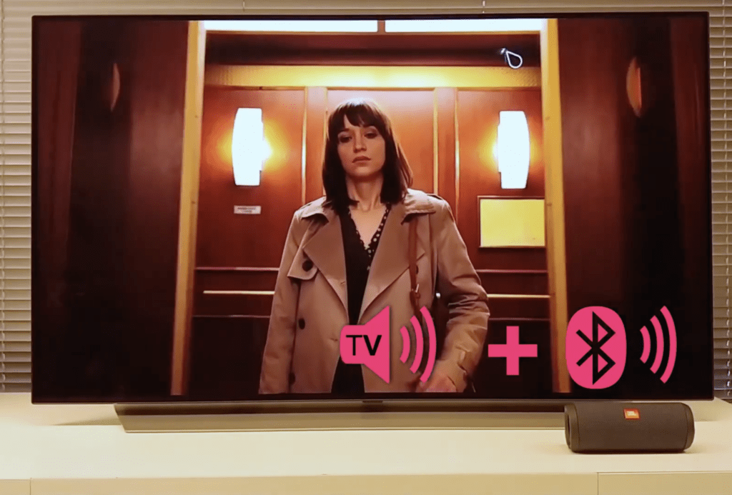 Photo of an LG TV connected with a Bluetooth speaker