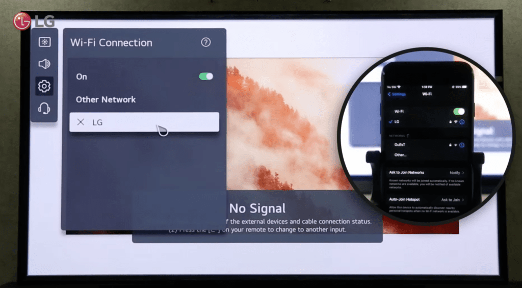 Photo of LG TV and iPhone on the same wireless network