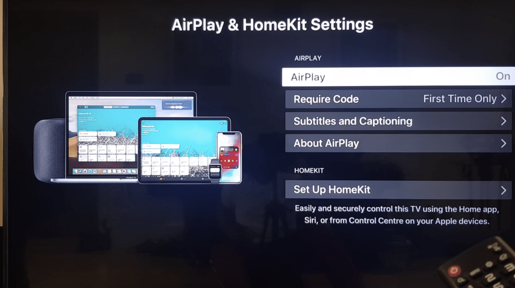 Photo of AirPlay Settings in an LG TV