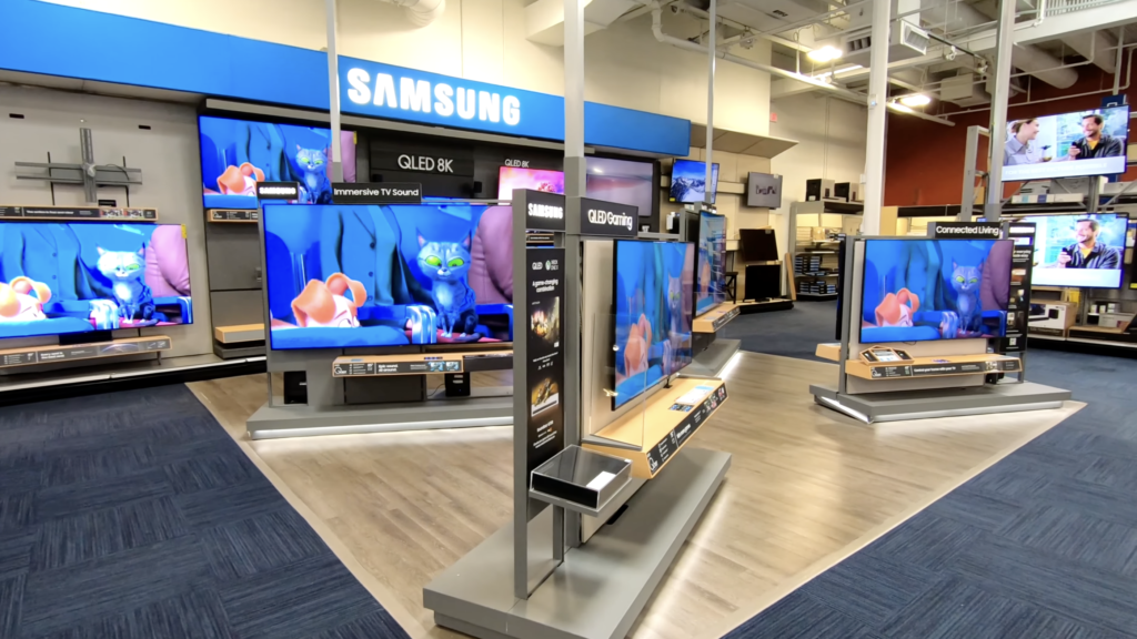 Photo of TVs being sold in a retail store