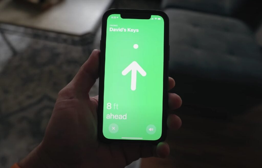 phone screen showing AirTag location