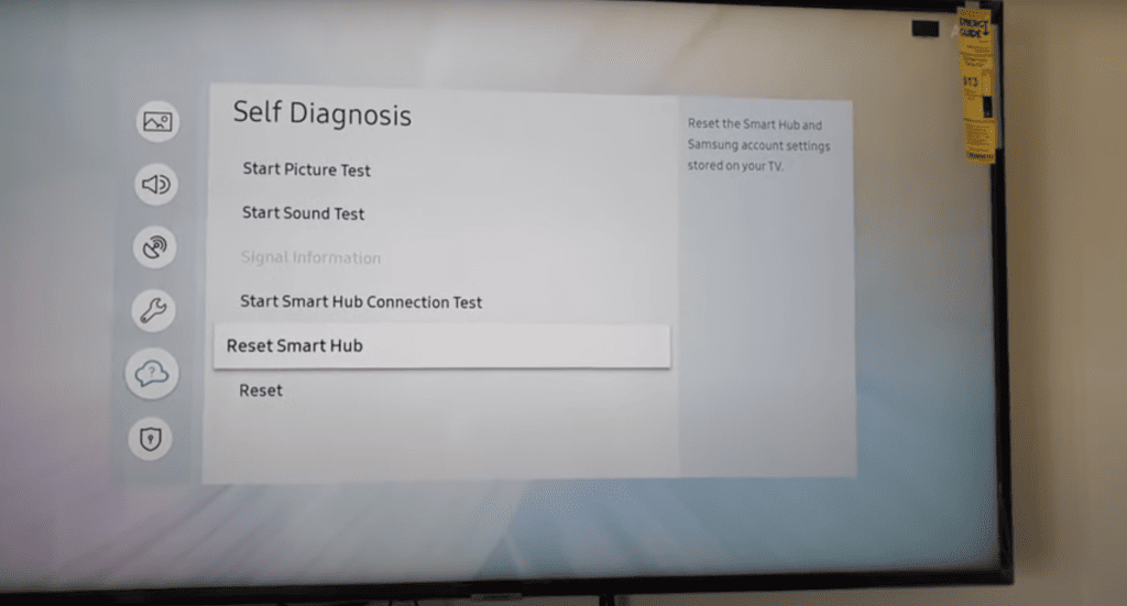 Resetting the smart hub on Samsung TV