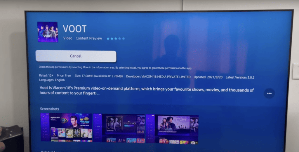 App not installing in the Samsung TV