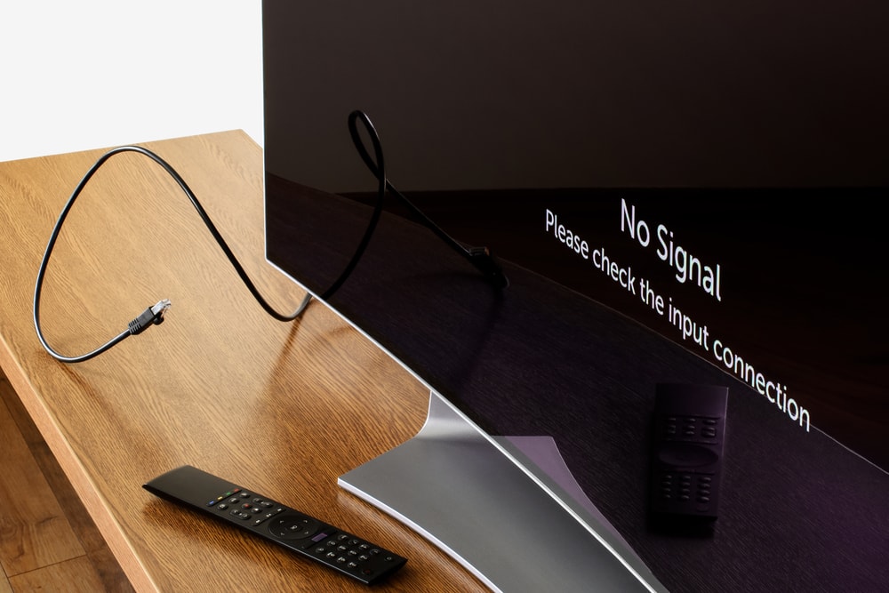 Unplugged Samsung smart TV on the table
