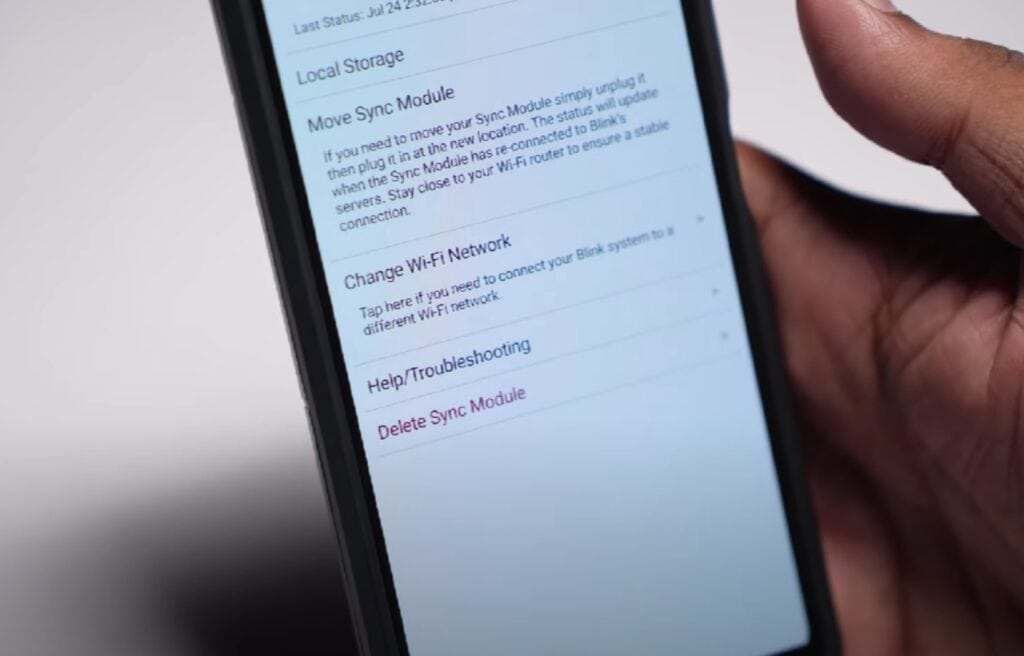 Delette Sync Module on the Blink app