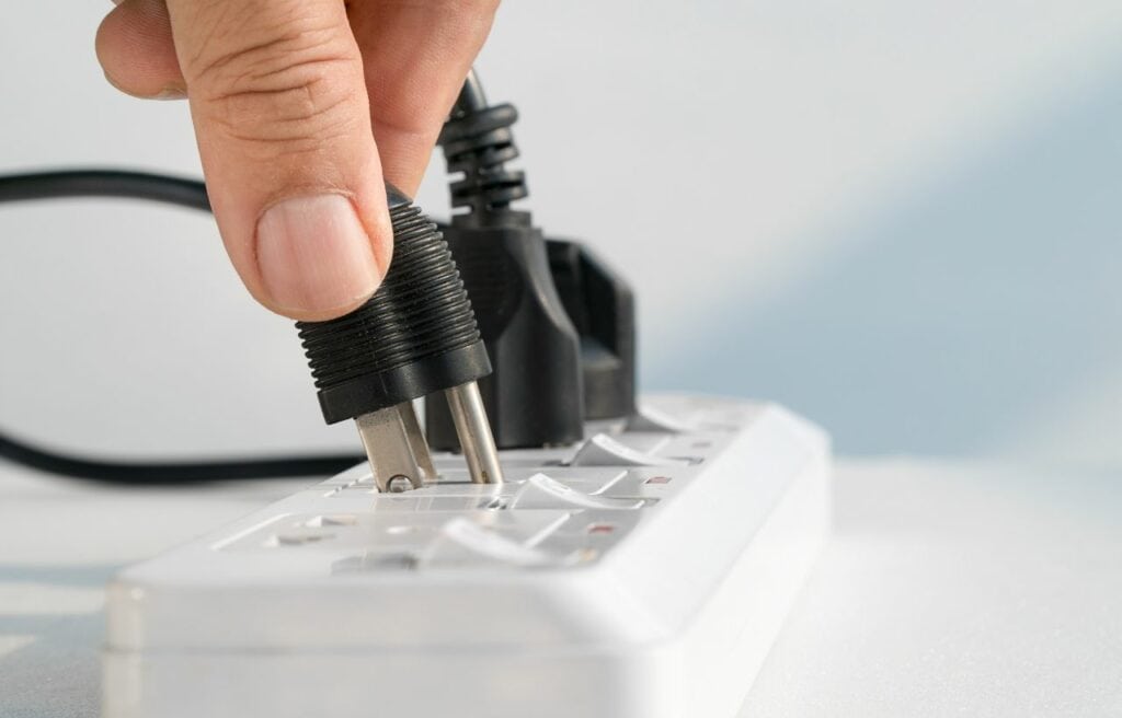 unplugging from a power supply