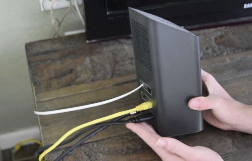 cables at the back of an Xfinity router