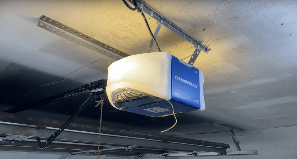 Chamberlain Door Opener attached on the ceiling