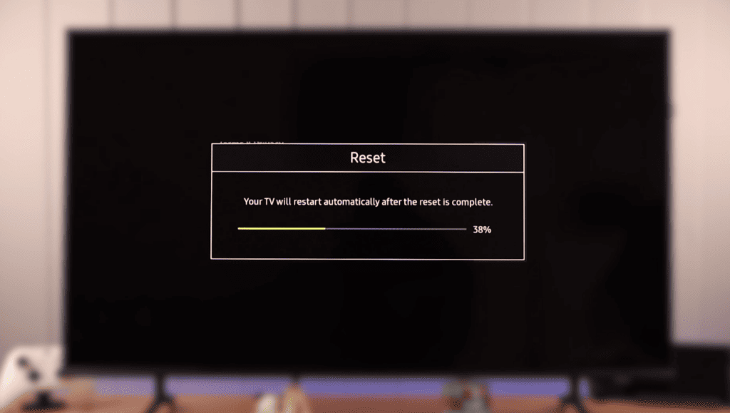 Reset showing on a Samsung smart TV screeen