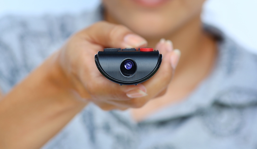 close up of the infrared sensor on a TV remote