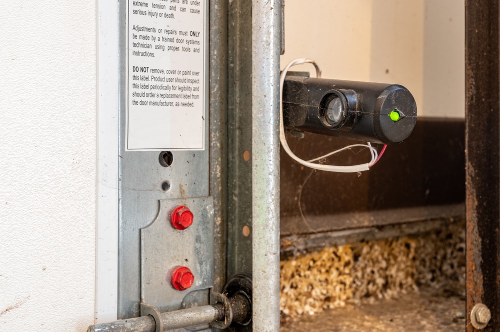 Garage door sensor with green light