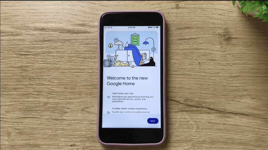 Google Home app on a smart phone