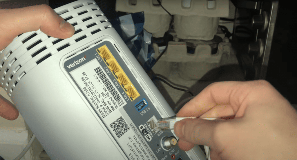 Checking the internet wire of verizon router