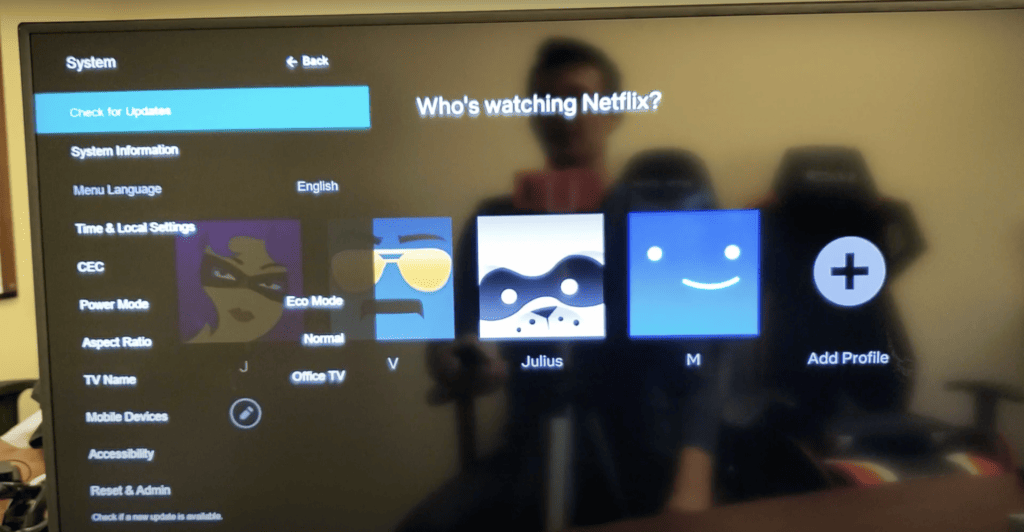 Checking for updates at for Vizio TV